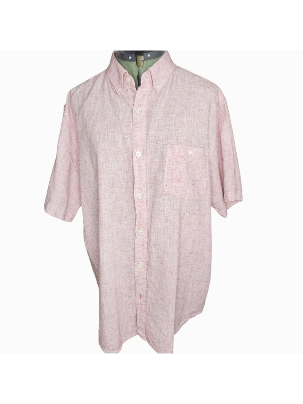 Men's Weatherproof red/white linen retro boater chambray button-up shirt Size XL
